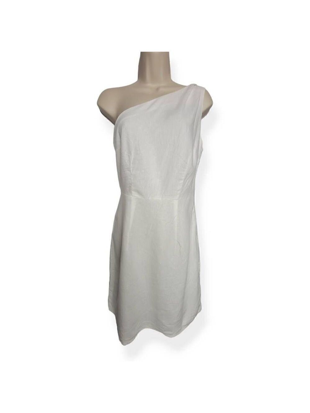 A new day One Shoulder White Linen Blend Dress XS